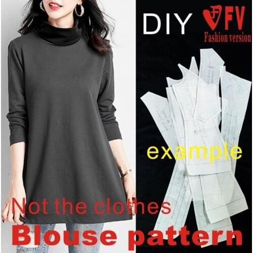 Ladies' Turtleneck Cotton Long Sleeve T-shirt Pattern Garment Cutting Pattern Sample Drawing 1:1 Pattern Physical BXS-61