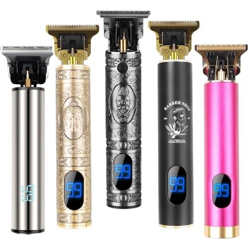 LCD Displeay Hair Clipper Rechargeable Electric Hair Trimmer T-Outliner Barber Shaving Machine Cordless Haircut For Men Dropship