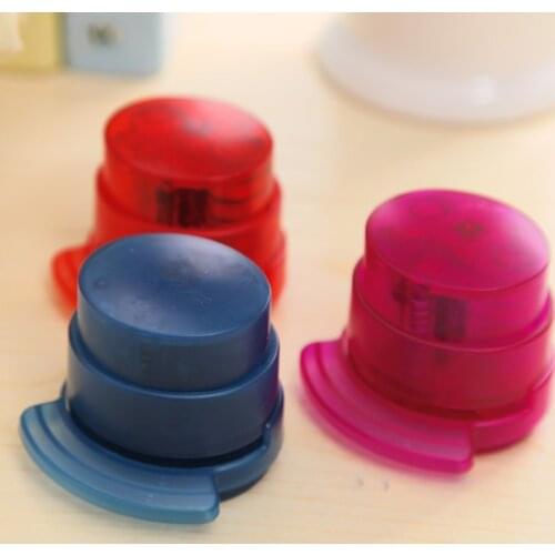 1pcs Creative Color transparent Staple-Free Stapler Home Paper Binding Binder Paperclip Stationery Office School Supplies