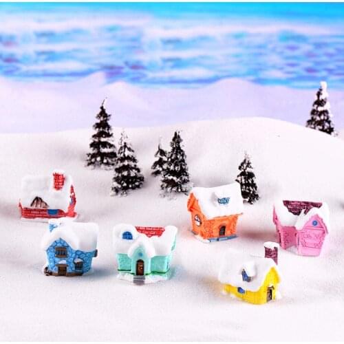 1PC Snow House Christmas Decoration Figurine Miniature Fairy Garden Ornament Micro Landscape Ornament Garden Micro Figurines