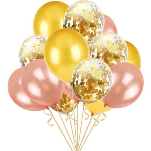 12inch Latex Balloons Colored Confetti Birthday Party Decorations Mix Pink Rose Gold Wedding Decoration Helium Ballon 15pcs/lot