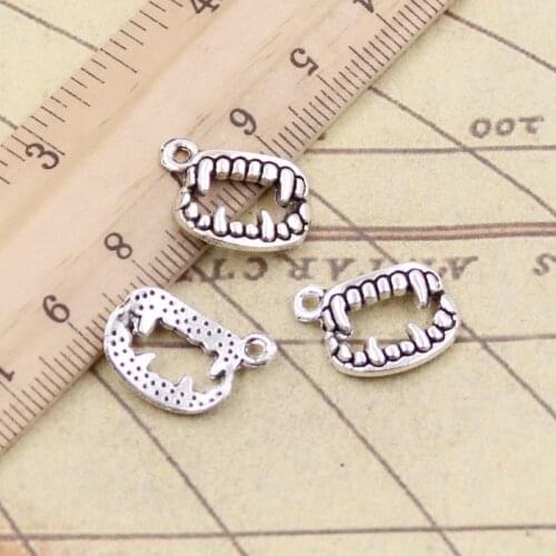 20pcs Charms Vampire Dracula Fangs Teeth 17x12mm Tibetan Silver Color Pendants Antique Jewelry Making DIY Handmade Craft
