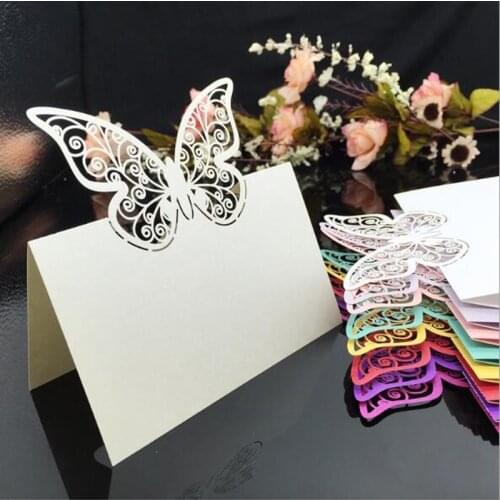 50pcs Butterfly Laser Cut Table Name Place Cards Favor Name Message Setting Card Baby Shower Wedding Birthday Party Supplies
