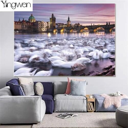 Prague River Scenery 5d Diy Diamond Painting Art Picture Full Diamond Embroidery Cross Stitch Kits Sale NEW Landscape Home Decor