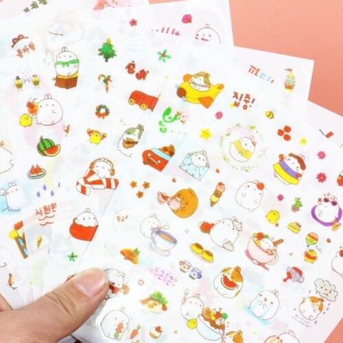 6pcs/set PVC Cute Fat Rabbit Sticker Handbook Diary Scrapbooking Label Decoration Stickers Hand Posted Craft Photo Album Sticker
