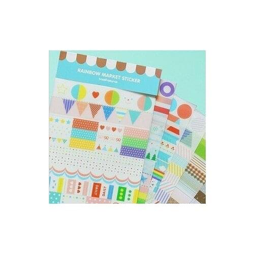 6PCS/set New Cute Rainbow Diary Stickers Multifunction Cartoon DIY PVC Sticker Index deco label