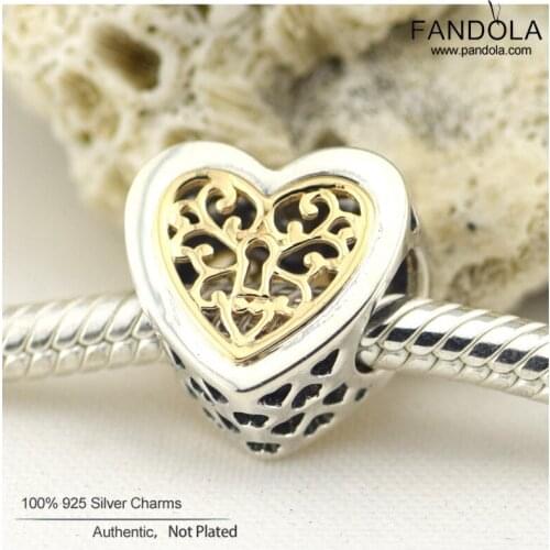 100% Real 925 Sterling Silver Locked Hearts Charms Fits Original Bracelets Necklaces DIY Beads for Jewelry Making