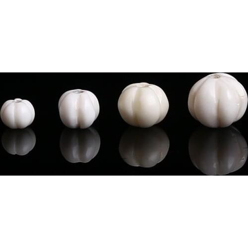 10Beads White Bone Hand Carved Pumpkin Beads 8mm 10mm 12mm 14mm TSB0342