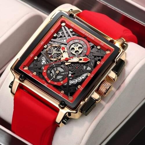 LIGE Mens Watches New Skull Watch Mens Military Sports Watch Men Waterproof Stainless Steel Gold Quartz Clock