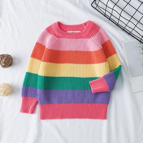 Kids girl Rainbow Sweater 2020 Autumn Winter Childrens Sweater Baby Girl Boys Clothes Toddler Girl top Baby Clothes Sweaters