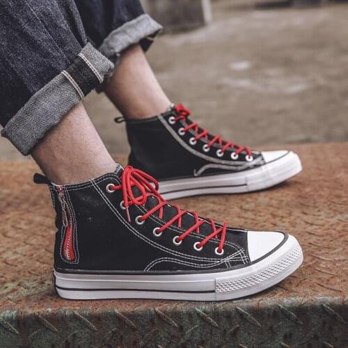 Top canvas shoes mens Korean fashion students' versatile board shoes spring new sports casual shoes zipper shoes mens shoes