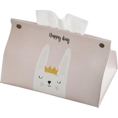 Creative Leather Printed Paper Towel Box Household Tissue Box Bedroom Multi-function Paper Tissue Tissue Storage Box