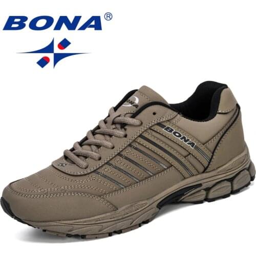 BONA New Designers Action Leather Sneakers Men Outdoor Running Shoes Men Sports Shoes Walking Athletic Trainers Male Trendy