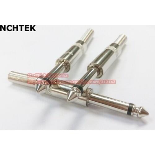NCHTEK 6.35mm 1/4" High quality Mono Pedal Metal TRS Audio Plug Mic Connector with Spring ,16pcs , Free shipping