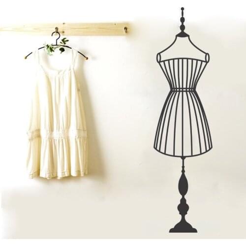 Fashion Mannequin Wall Decal Hanger Pattern Vinyl Wall Stickers Clothes Stand Home Decor Design Art Mural Interior Girls SYY774