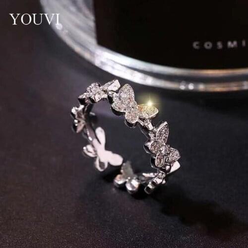 YOUVI Trendy Crystal Butterfly Rings for Women Men Lover Couple Rings Set Friendship Engagement Wedding Open Rings 2021 Jewelry