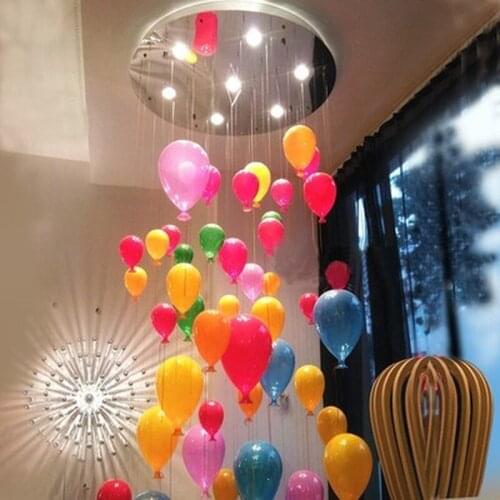 Fashion modern led children bedroom colorful balloon pendant light multicolour glass ball dining room stair droplight lamp
