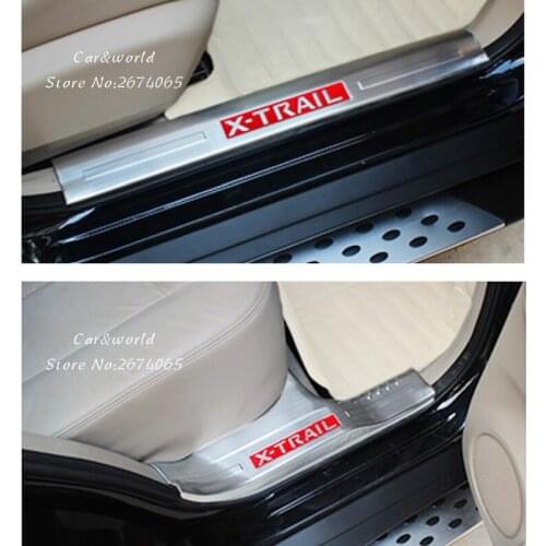 For 2014-2016 Nissan X-Trail T32/Rogue Door Sill Scuff Plate Cover Welcome Pedal Trims X Trail Stainless Steel Car Accessories