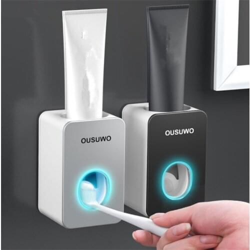 Wall Mount Toothpaste Squeezer Holder Bathroom Automatic Toothpaste Dispenser Dust-proof Toothbrush Squeezer Holder