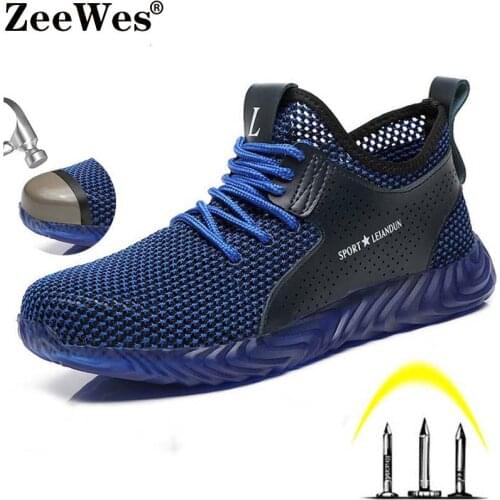 Dropshipping New Mens Safety Shoes Steel Toe For Men Shoes Construction Lightweight Protective Footwear Shockproof Work Sneaker
