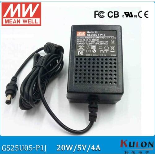 Original MEAN WELL GS25U05-P1J 20W 4A 5V meanwell industrial wall-mounted adaptor level V 2 pole USA plug