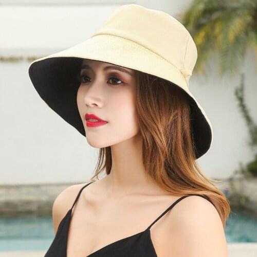 New Bucket Hats Women Summer Sunscreen Panama Hat Men Sunbonnet Fedoras Pure Color Fisherman Hat Beach Cap