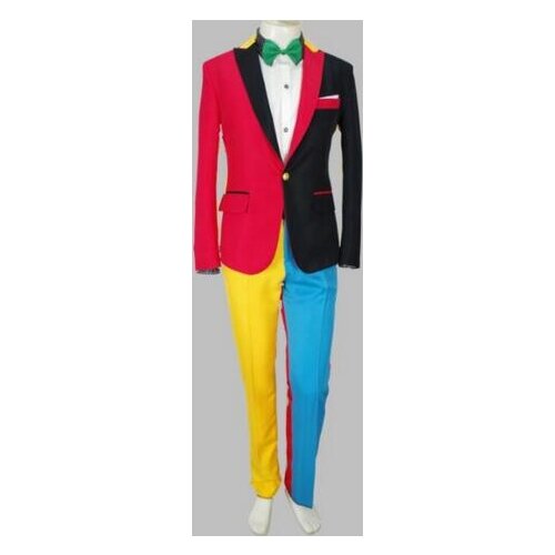 Jacket Pants) Nightclub irregular color matching Suits Luxury Male personality Party Blazers Slim Men Wedding Suit two-piece