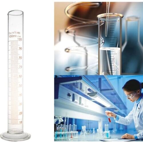100 ml Plastic Measuring Cylinder Liquid Measuring Tools Compatible with Chemistry Kitchen Thick Glass Transparent