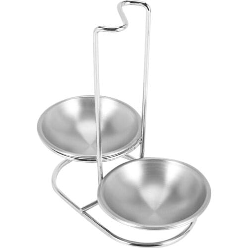 Stainless Steel Spoon Rest Holder,Long Handle Vertical Saving Soup Ladles Holders, Ladle Rest Soup Ladle Holder Silver (Double)