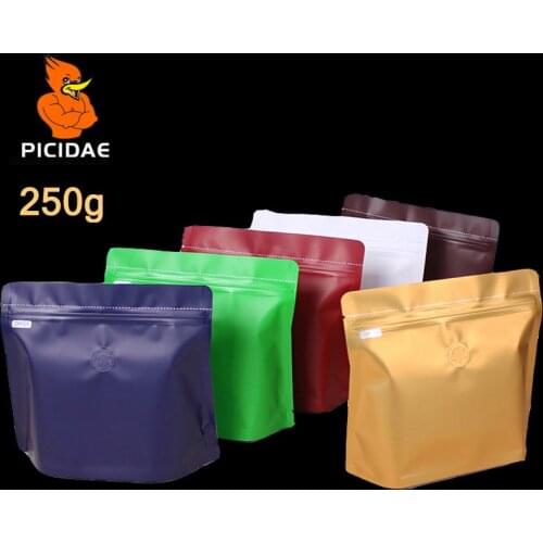 Half Pound Coffee Chocolate Cookie Granule Powder Sugar Tea Nut Food 250g Packing Bag Standing Foil Shaped Zipper Valve Diamond