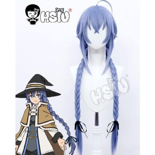 Roxy Migurdia Cosplay Wig Anime Mushoku Tensei Jobless Reincarnat「HSIU 」Fiber synthetic wig Light Indigo Double Braid Long Hair