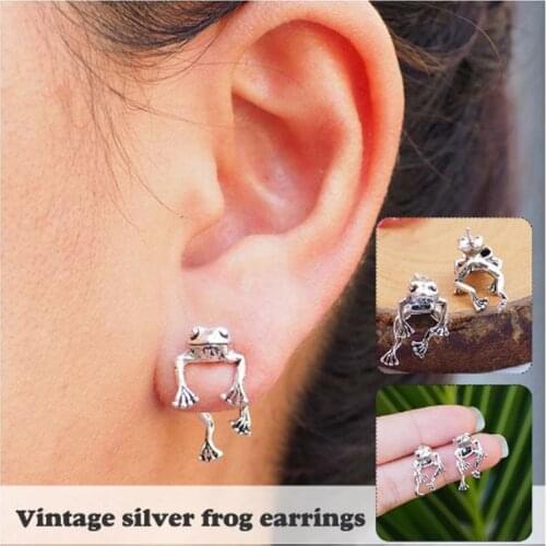 2 Way Frog Earrings for Frog Lover Jewelry Retro Stud Detachable Earrings Gift for Women Drop Shipping