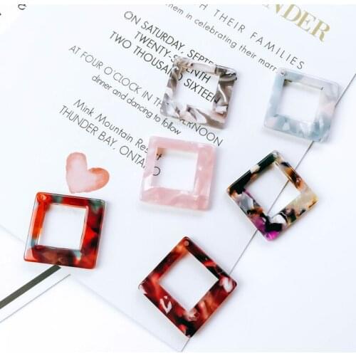 Ear Drop 8 Colors Square Earring Accessories Pendant Necklace Charms Diy Handmade Material 6pcs