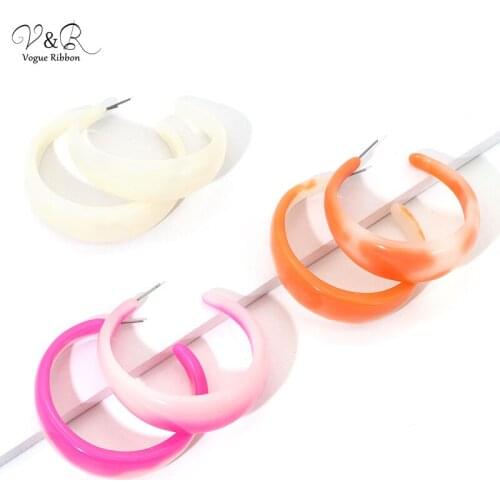 Earrings 2020 New Colorful Acrylic Earring C-hoop Spring Bamboo Hoops Summer Fashion Earring Real Dried Flower Pendant Necklace