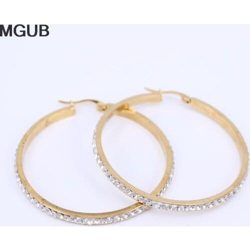 MGUB 2 color selection Small 16mm-60mm color crystal earrings Stainless steel popular women jewelry Comfortable to wear LH385