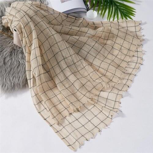 Wool Acrylic Plaid Scarf Big Size Soft Lady Shawl Women Hijab Foulard Beautiful Beach Shawl Air Conditioning Towel