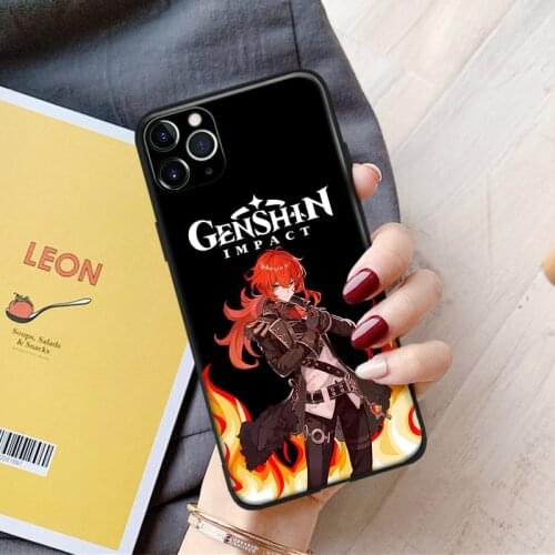 Genshin Impact Diluc anime manga silicone Phone Case FOR iPhone Se 6 6s 7 8 Plus X Xr Xs 11 12 Mini Pro Max Glass Cover Shell