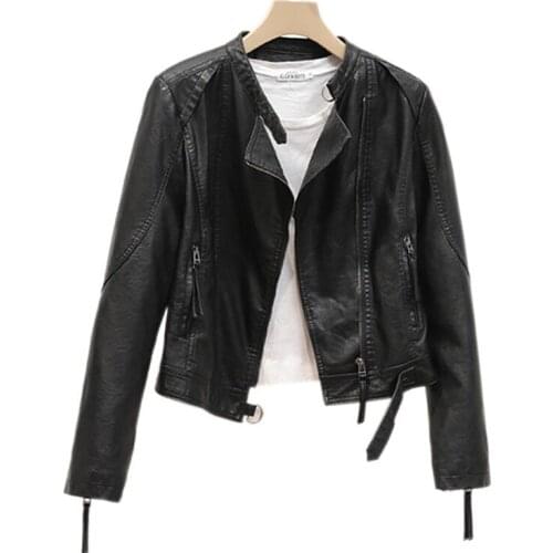 Fall Winter Faux Pu Leather Jacket Women 2021 Korean Fashion Zipper Motorcycle Coat Female Slim Black Moto Short Jackets