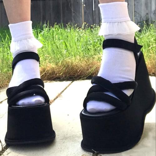 Brand New Sweet Cool Fashion High Heels Lolita Black Gothic Style Girls Cosplay Chunky Platform Shoes Woman Summer Sandals