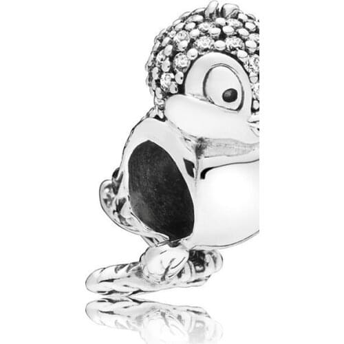 Authentic 925 Sterling Silver Bead Sno Whi Bird Charm Fit Fashion Women Pandora Bracelet Bangle Gift DIY Jewelry