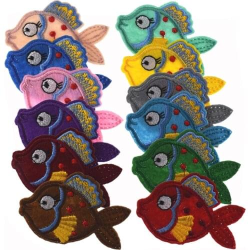 Goldfish embroidery patch Iron On patches for clothing bag badges sewing DIY craft decoration 53 x 36mm