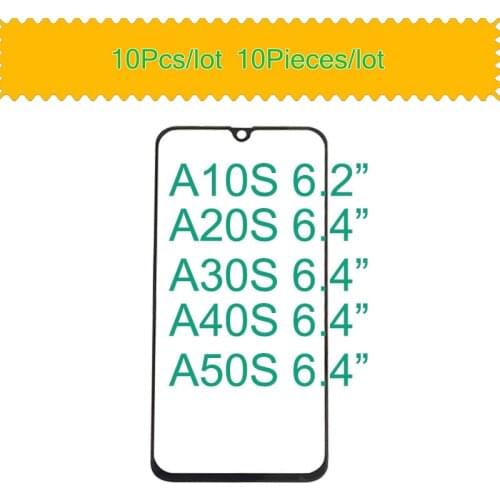 10Pcs/Lot For Samsung Galaxy A10S A20S A30S A40S A50S Touch Screen Panel LCD Front Outer Glass Lens With OCA Hollow Glue