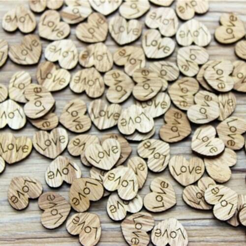 100pcs/lot Retro Mini Love Wood Chips DIY Wedding Decoration Handmade Wooden Gifts Party Home Decoration Supplier