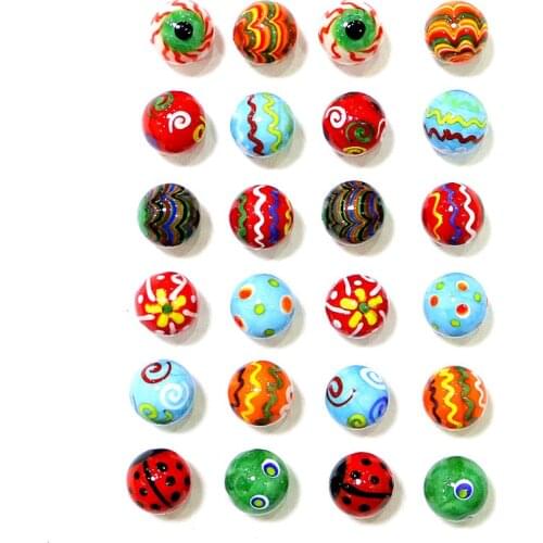 18mm Creative Craft Design Handmade Glass Marbles Balls Ornament Home Vase Filled Decor Accessories Cute Game Toy For Kids 24PCS