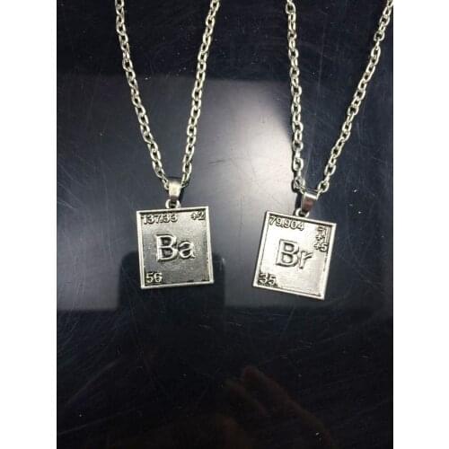 20pairs/lot Wholesale Fashion Jewelry Vintage Charm Breaking Bad Br Ba Chemical Symbol Necklaces