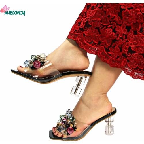 2021 Hihg Qulity New Arrivals African Women Shoes Elegant in Black Color Europen-Style Slipper for Party