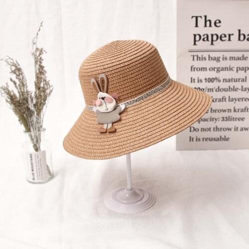 2021 New Cartoon Bunny Hat Summer Cap Kids Girl Hats Breathable Straw Hat Elegant Sun hat Lovely Infant Baby Bonnet Beach Cap