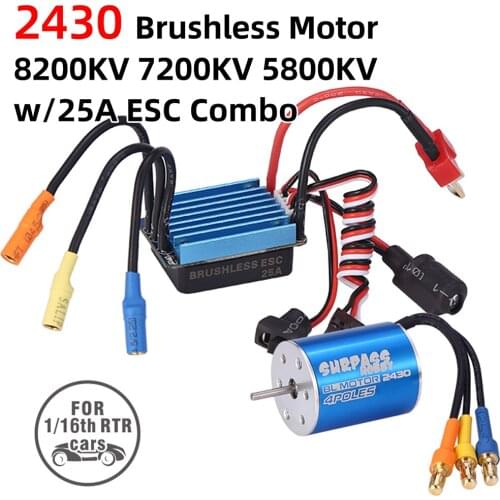 2430 7200KV Motor & 25A Brushless ESC for 1/18 1/16 HSP HPI Tamiya RC On-road Car
