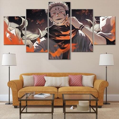 5Pcs Hd Anime Poster Sukuna Jujutsu Kaisen Animation Art Canvas Paintings Home Decoration Children Room Print Picture Frameless