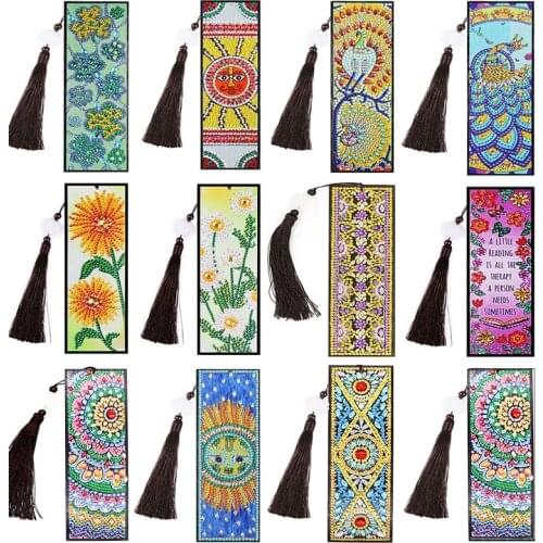 5D DIY Diamond Painting Leather Bookmark Tassel Book Marks Special Shaped Diamond Embroidery DIY Craft Birthday Christmas Gift